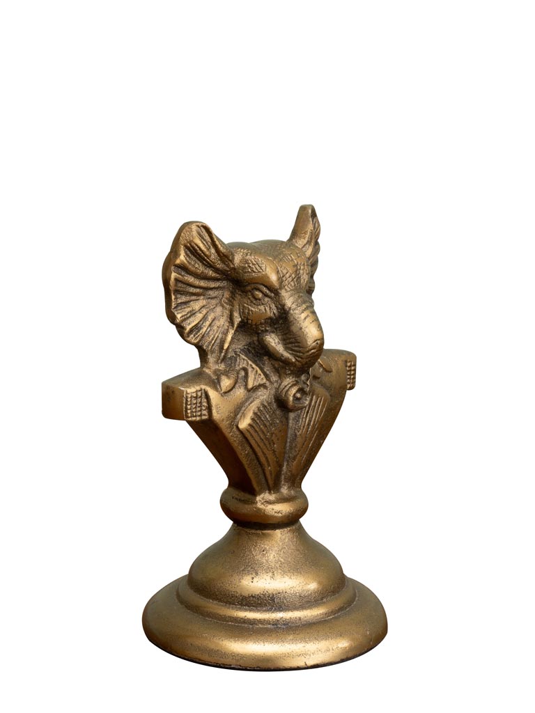 Elephant bust on stand antique gold - 2