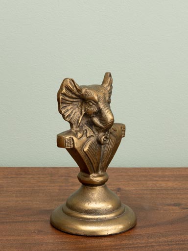 Elephant bust on stand antique gold