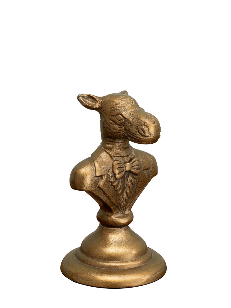 Rhinoceros bust on stand antique gold - 2