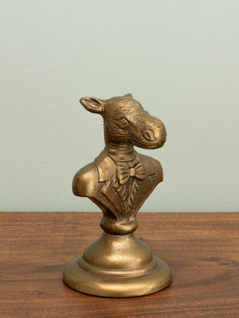 Rhinoceros bust on stand antique gold - 1