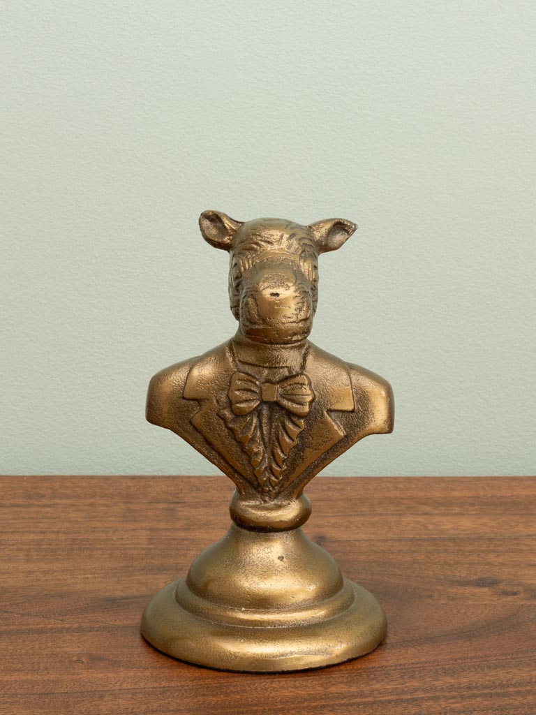 Rhinoceros bust on stand antique gold - 3