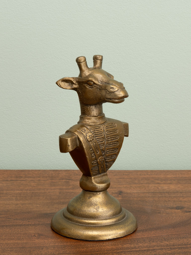 Giraffe bust on stand antique gold - 1