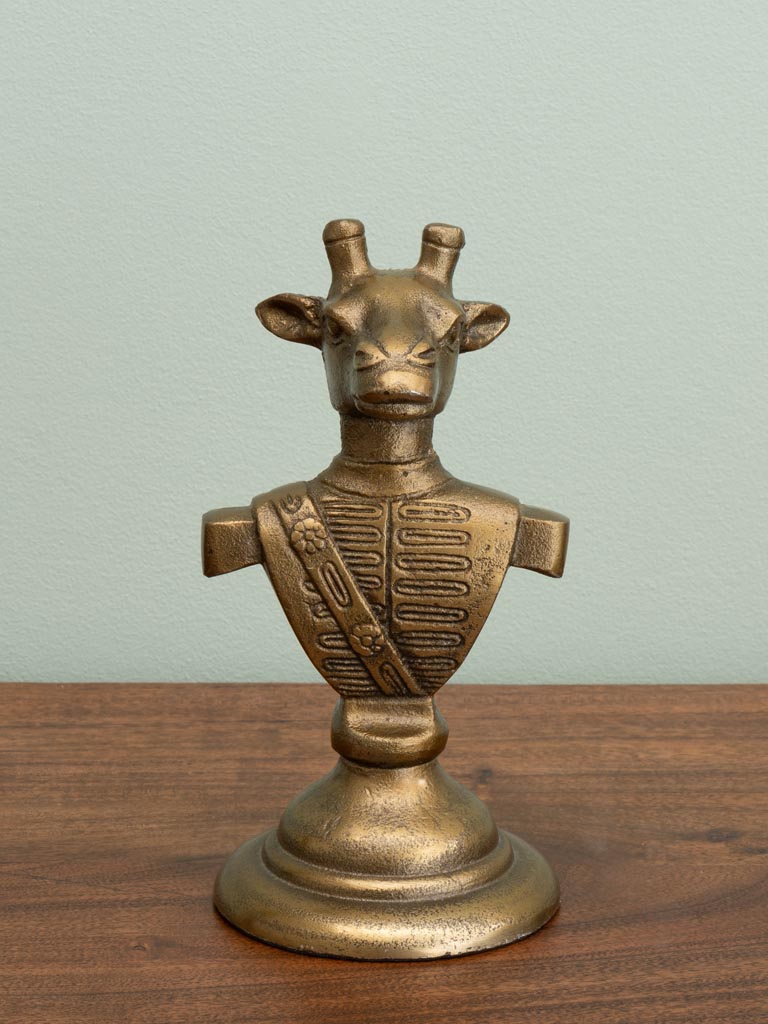 Giraffe bust on stand antique gold - 3