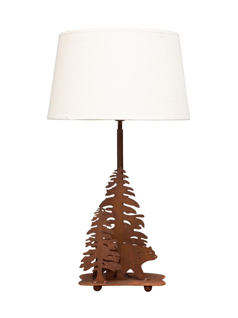 Lamp bear in forest rust patina (30) classic shade (Lampshade included) - 2