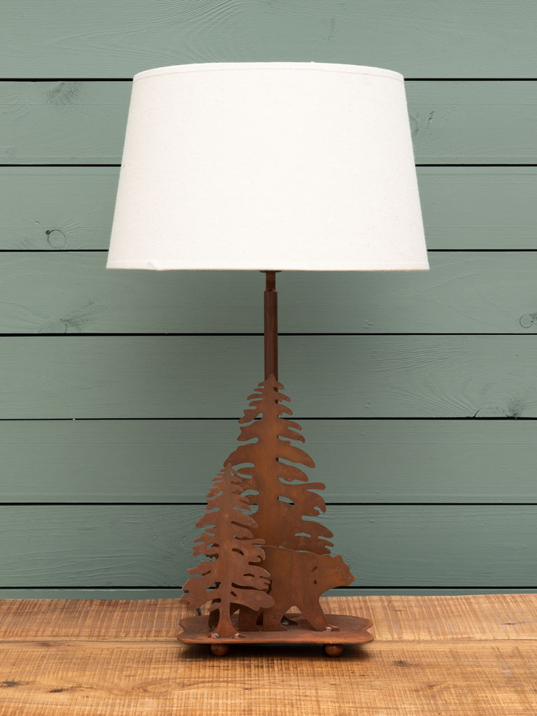 Lamp bear in forest rust patina (30) classic shade (Lampshade included) - 1