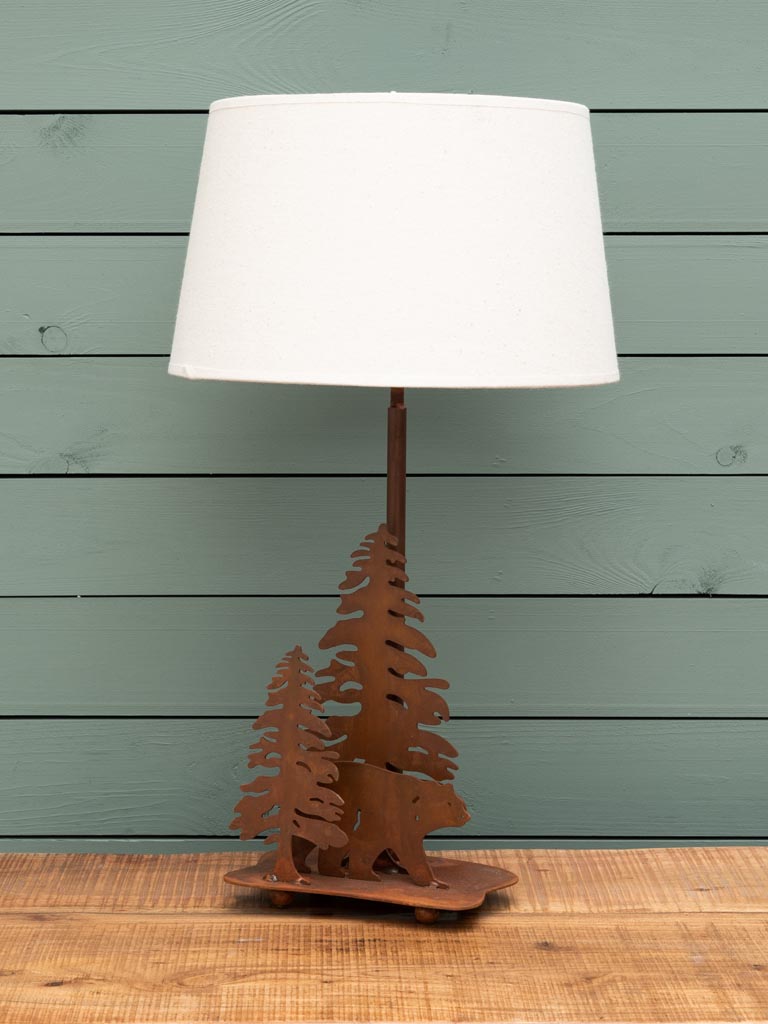 Lamp bear in forest rust patina (30) classic shade (Lampshade included) - 3