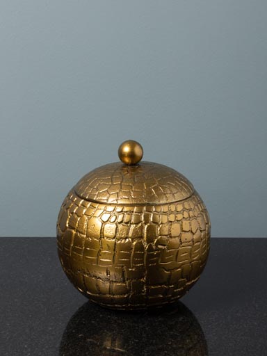 Boîte ronde peau de serpent dorée