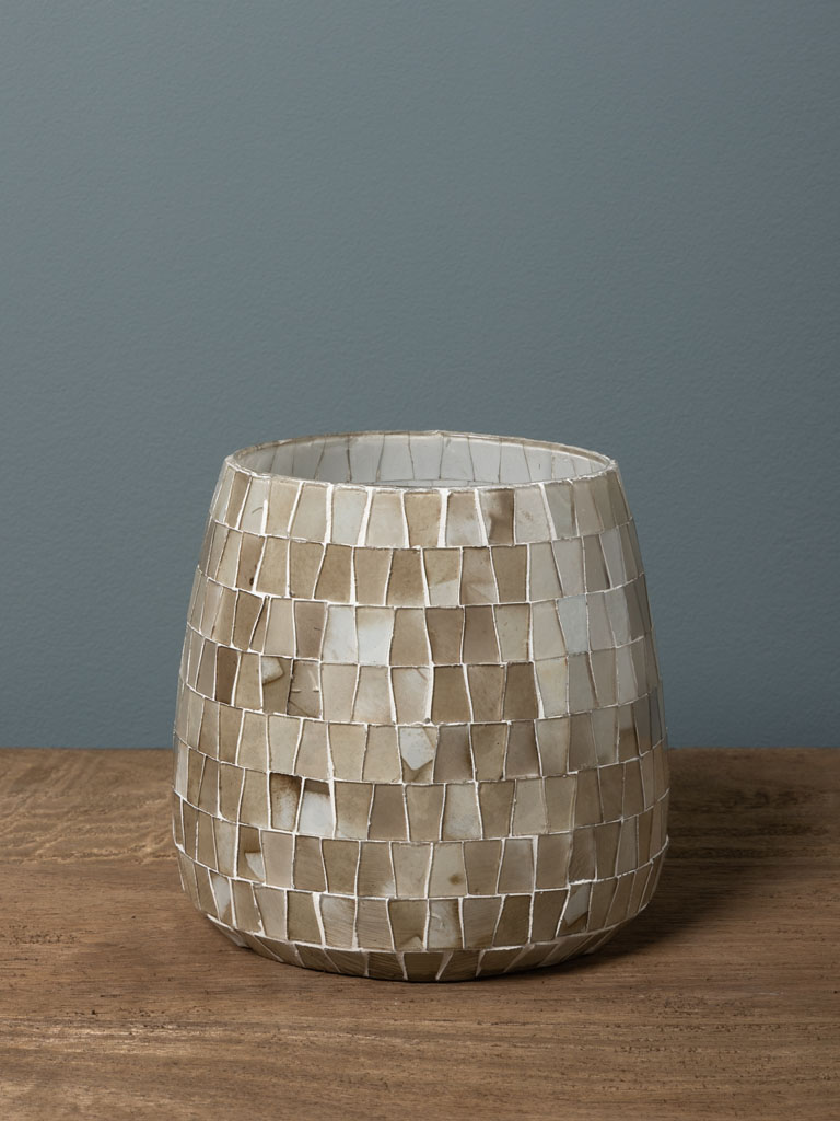 Beige mosaic candle holder - 1