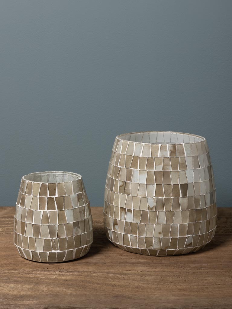 Beige mosaic candle holder - 4