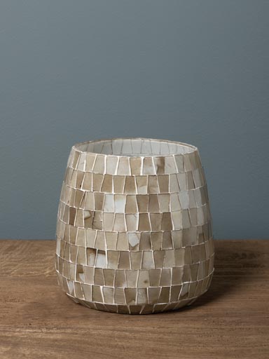 Beige mosaic candle holder