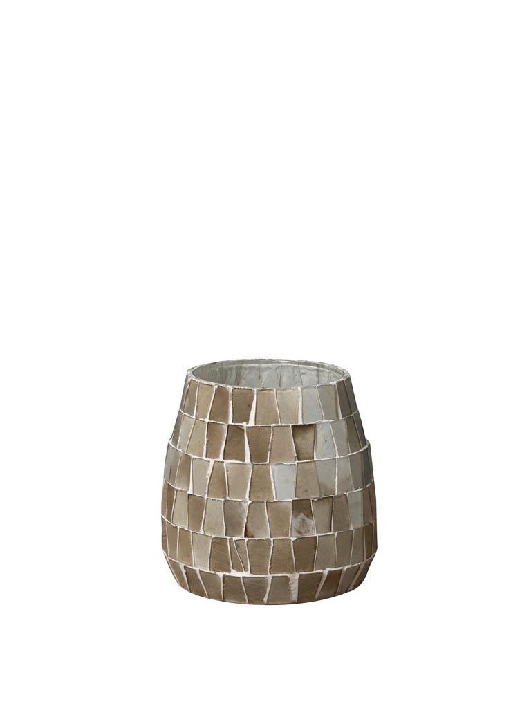 Small beige mosaic candle holder - 2
