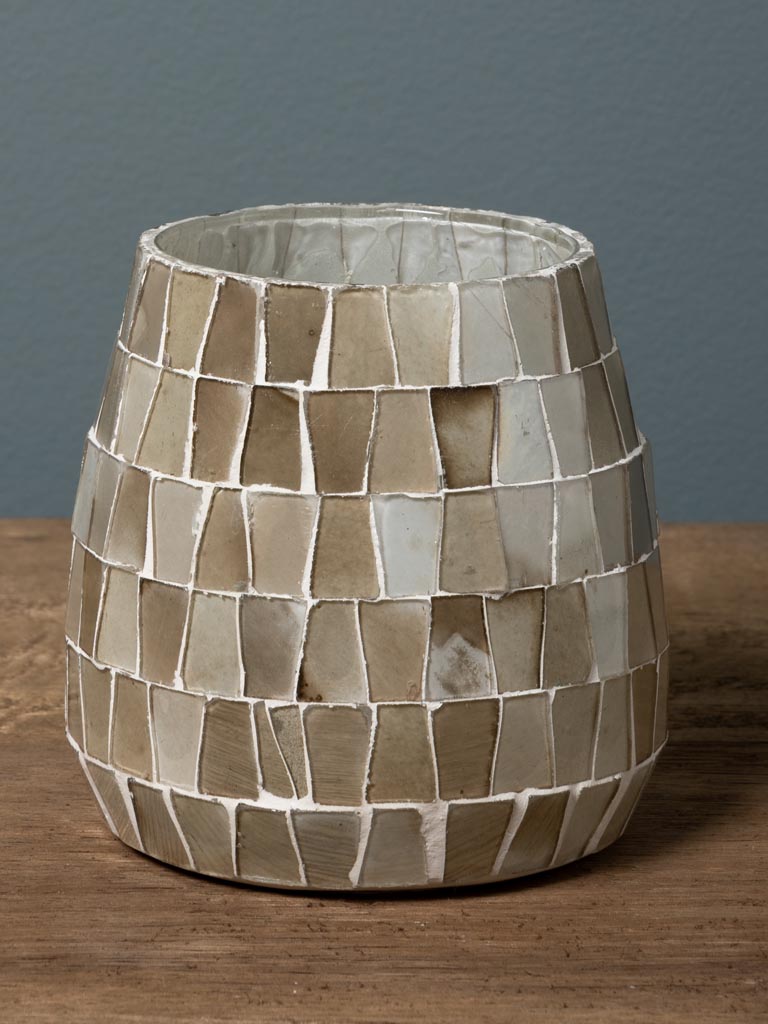 Small beige mosaic candle holder - 3