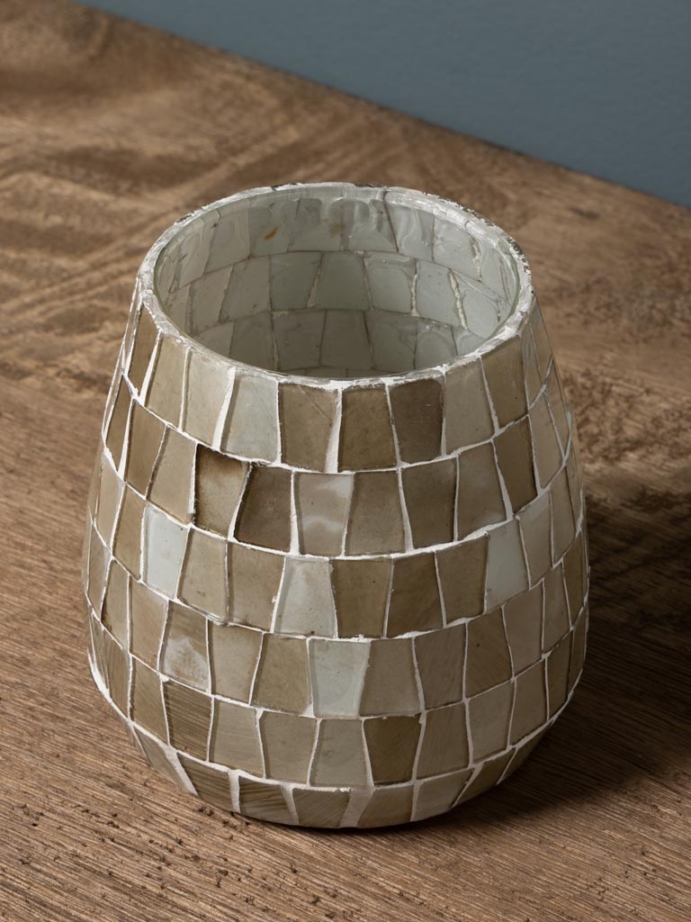 Small beige mosaic candle holder - 5
