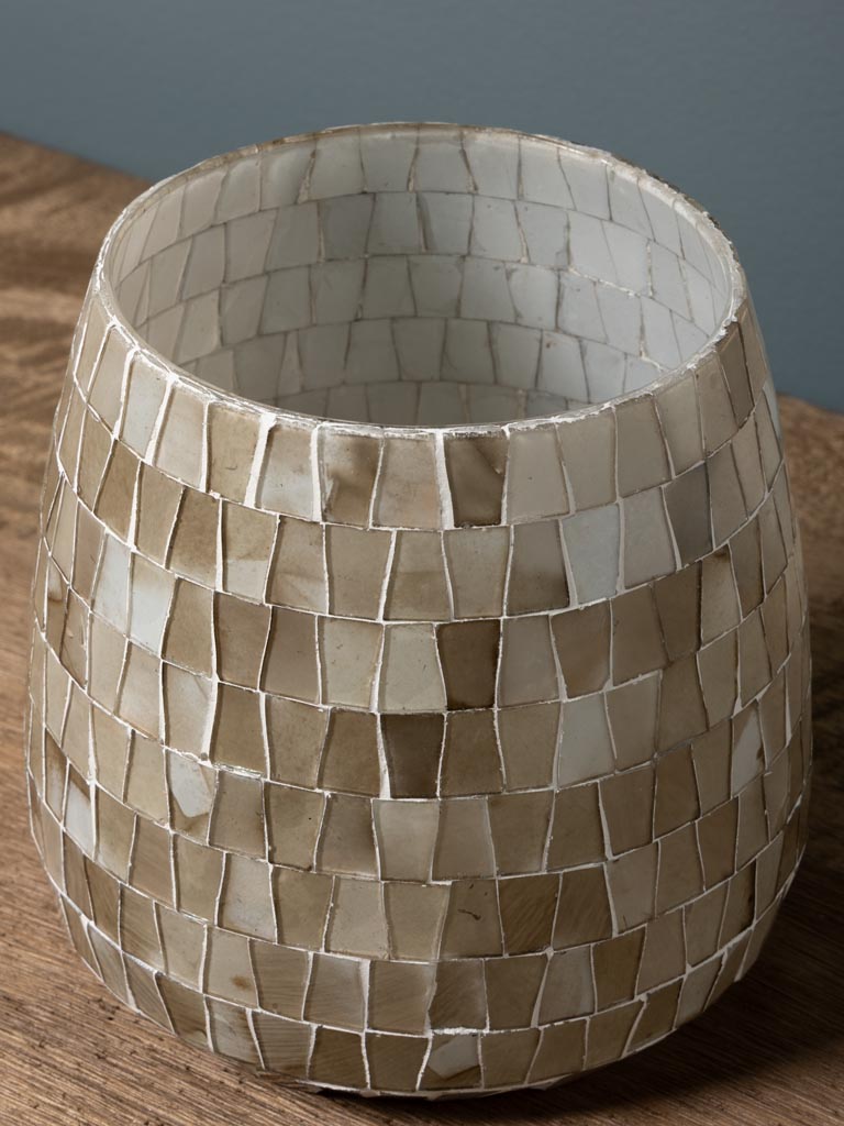 Small beige mosaic candle holder - 4