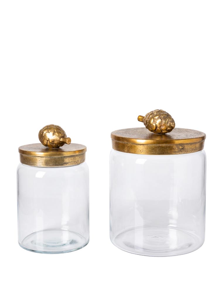 S/2 boîtes en verre couvercle pomme de pin - 2