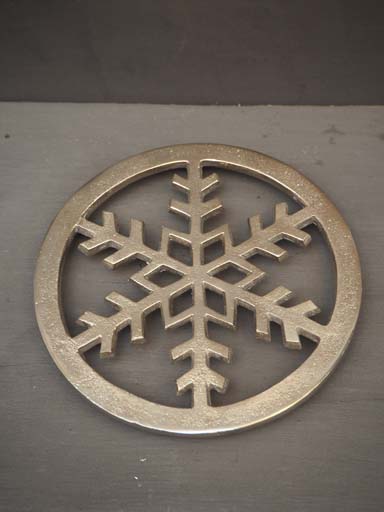 Trivet with snowflake nickel finish