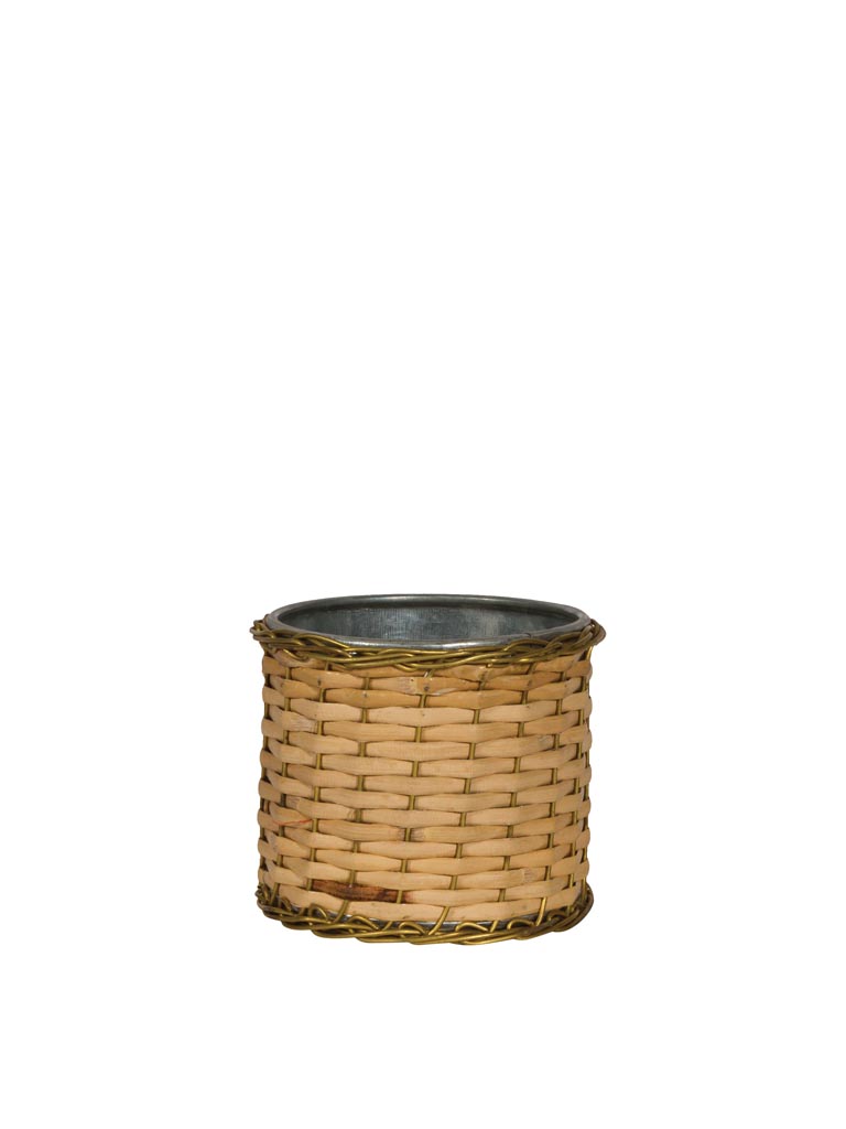 Small zinc pot with rattan - 2