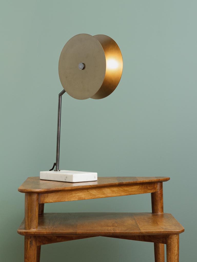 LAMPE Disque d'or base marbre - 1