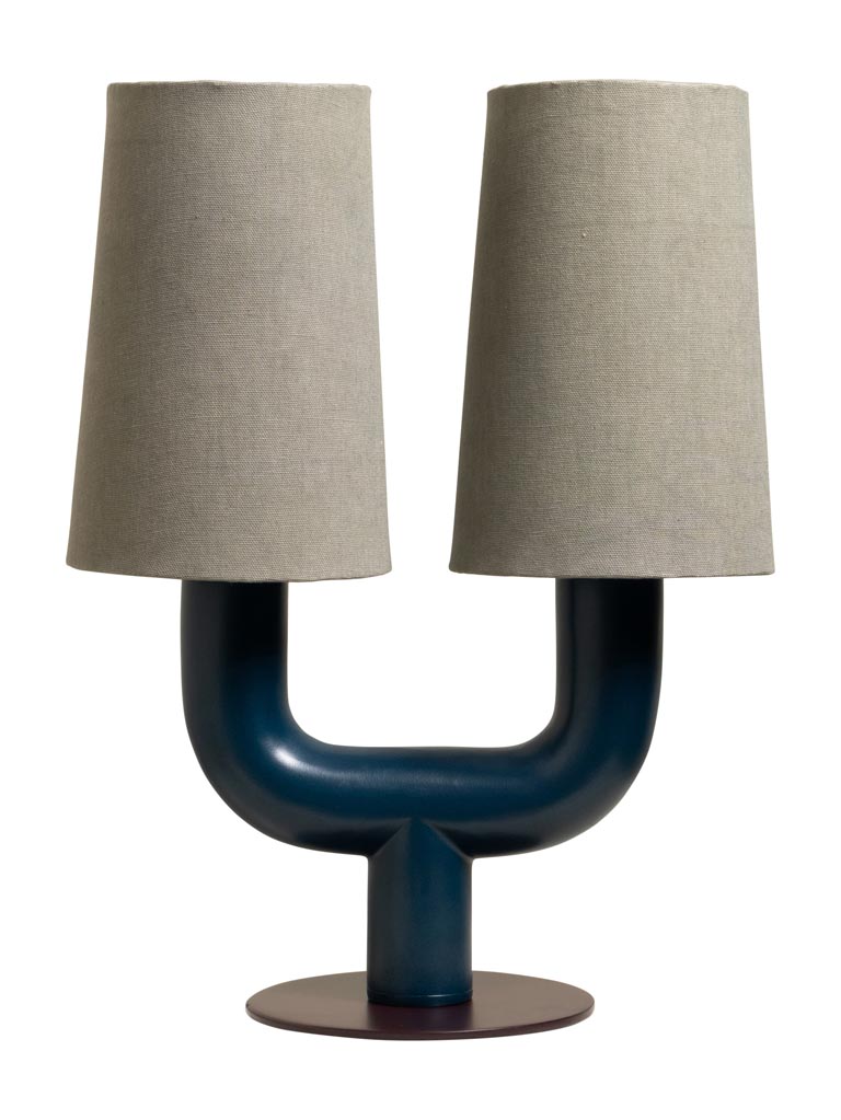 Blue petrol table lamp Twins purple base - 2