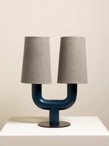 Blue petrol table lamp Twins purple base