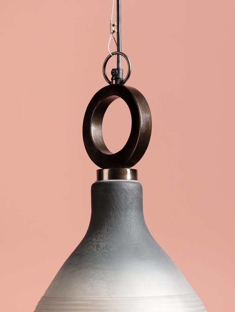 Suspension verre sablé bleu Hoopsy - 3