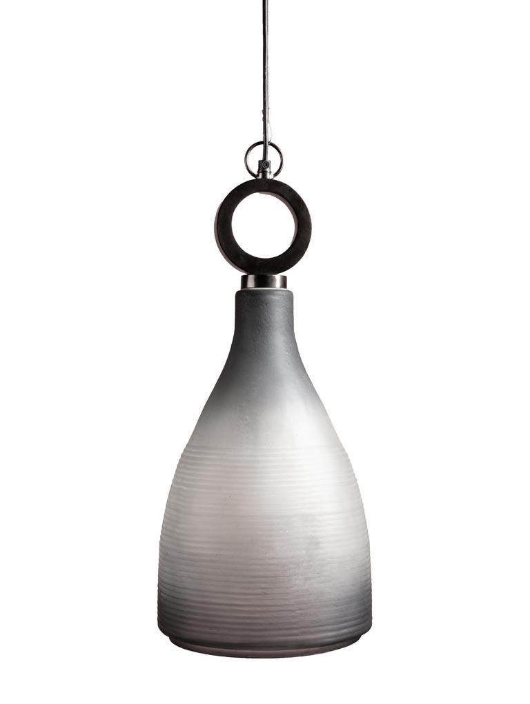 Grande suspension verre sablé bleu Hoopsy - 2