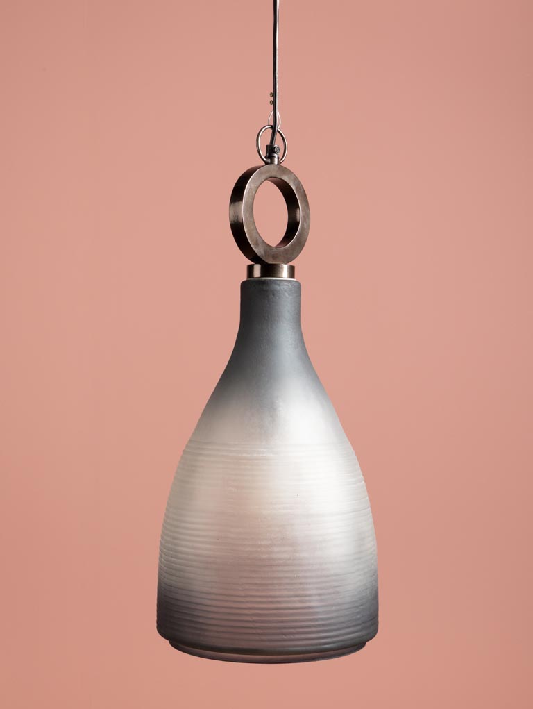 Grande suspension verre sablé bleu Hoopsy - 3