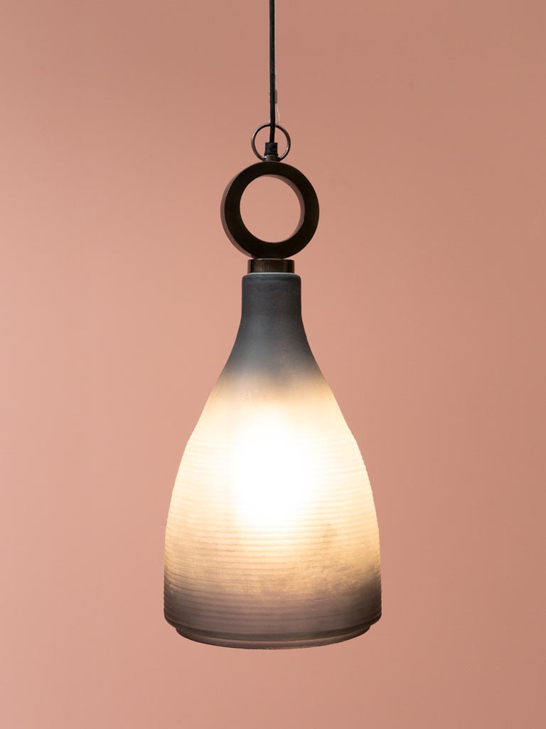 Grande suspension verre sablé bleu Hoopsy - 5