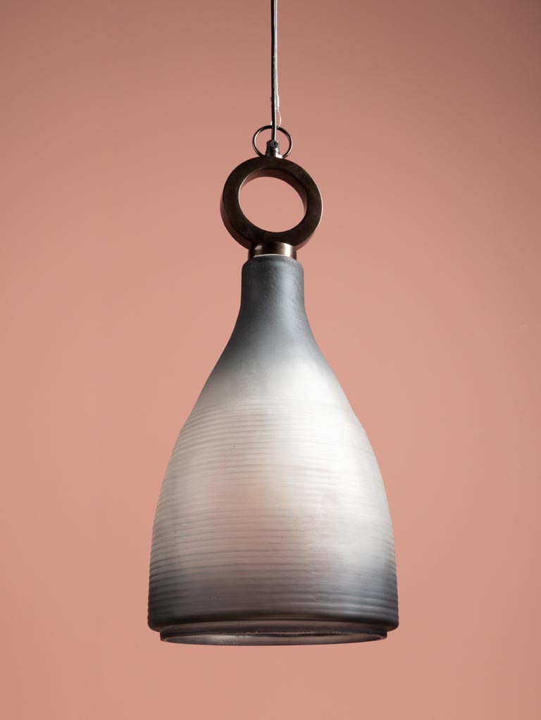 Grande suspension verre sablé bleu Hoopsy - 4