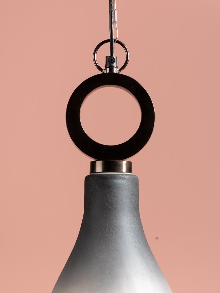 Grande suspension verre sablé bleu Hoopsy - 6