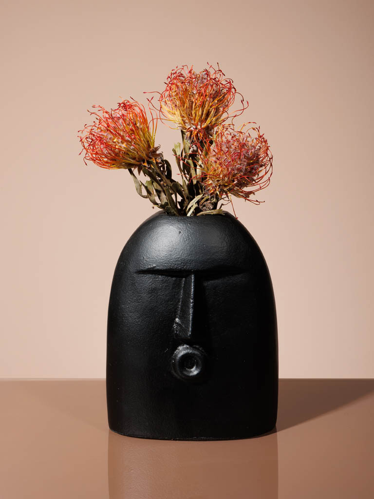 Large black flower vase face - 1