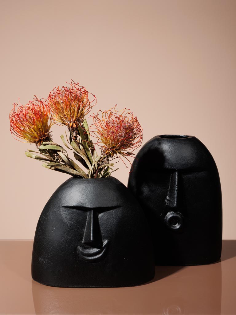 Large black flower vase face - 2