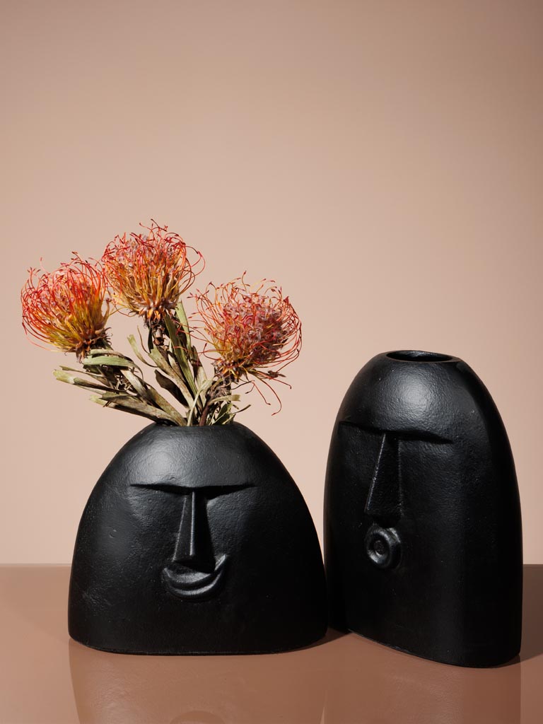 Large black flower vase face - 3