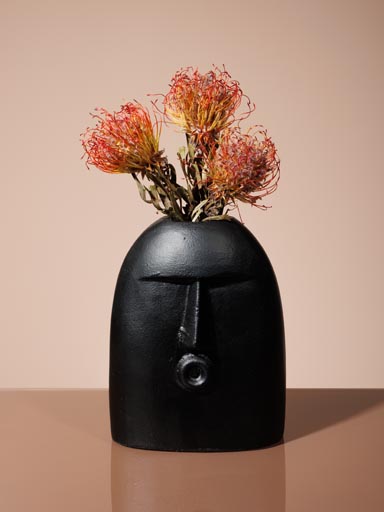 Large black flower vase face