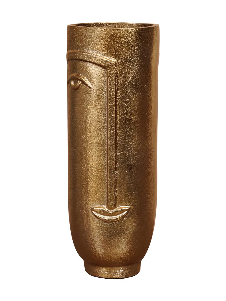 High flower vase Face in brass - 4