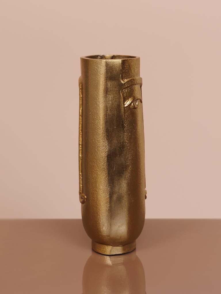 High flower vase Face in brass - 6