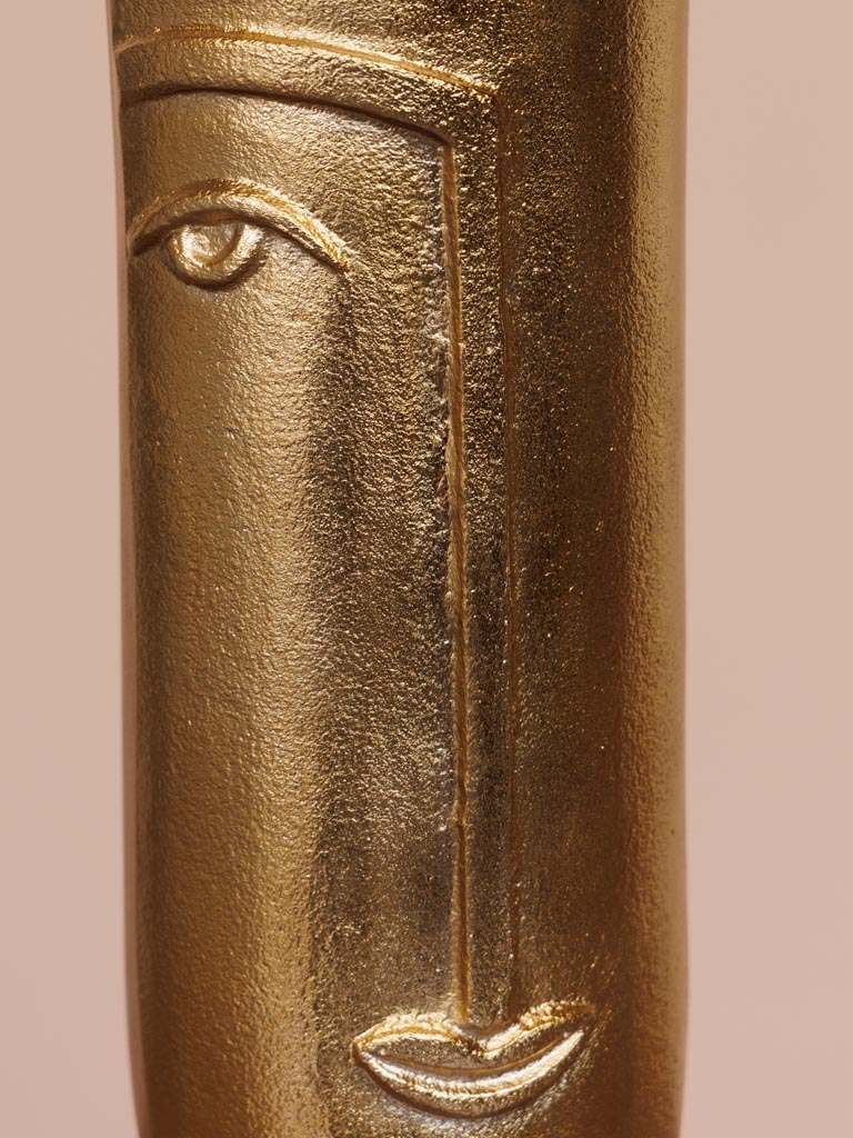 High flower vase Face in brass - 3