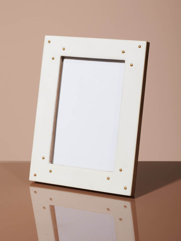 Grand porte photo blanc avec rivets (11x16) - 1