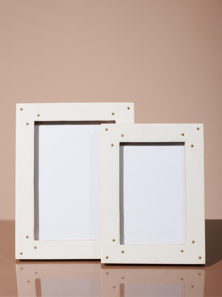 Grand porte photo blanc avec rivets (11x16) - 3