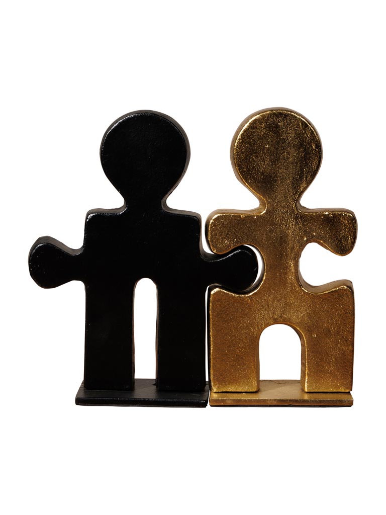 Puzzle couple sculpture black & gold - 2