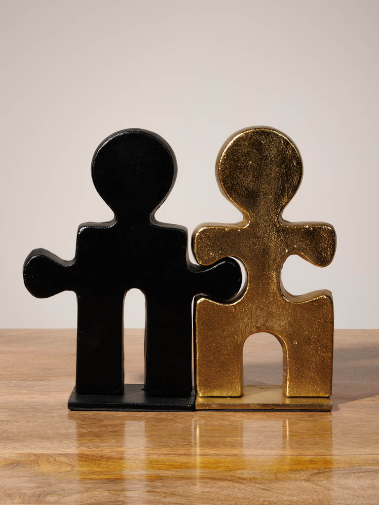 Puzzle couple sculpture black & gold - 1