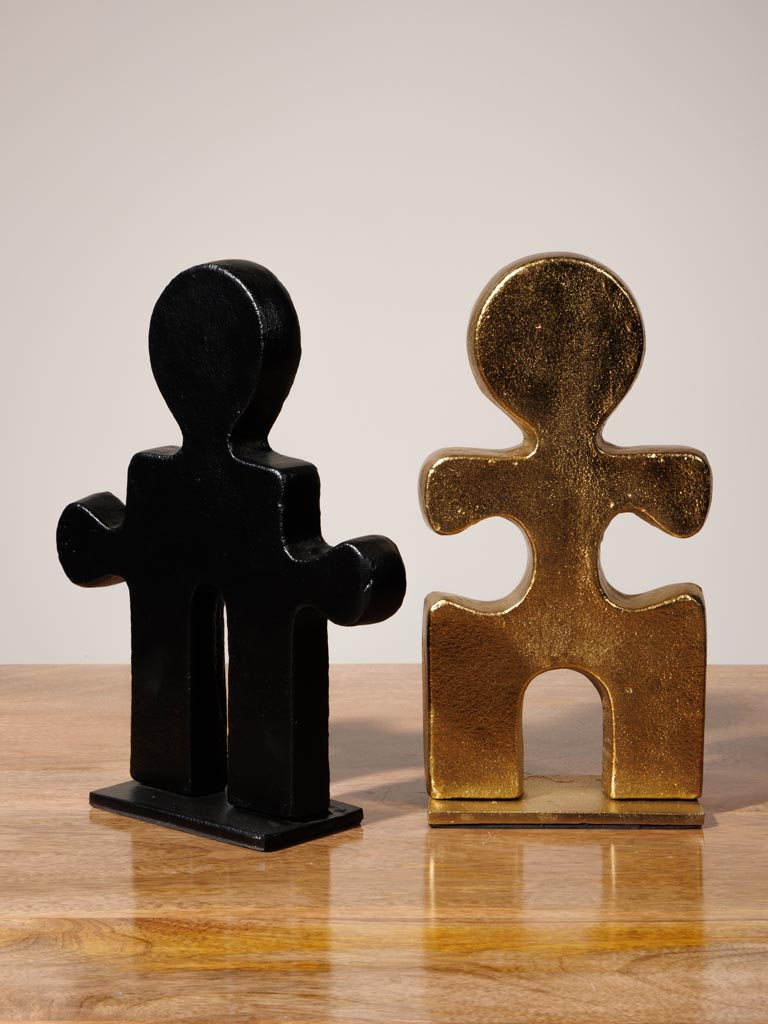 Sculpture couple puzzle noir & doré - 3