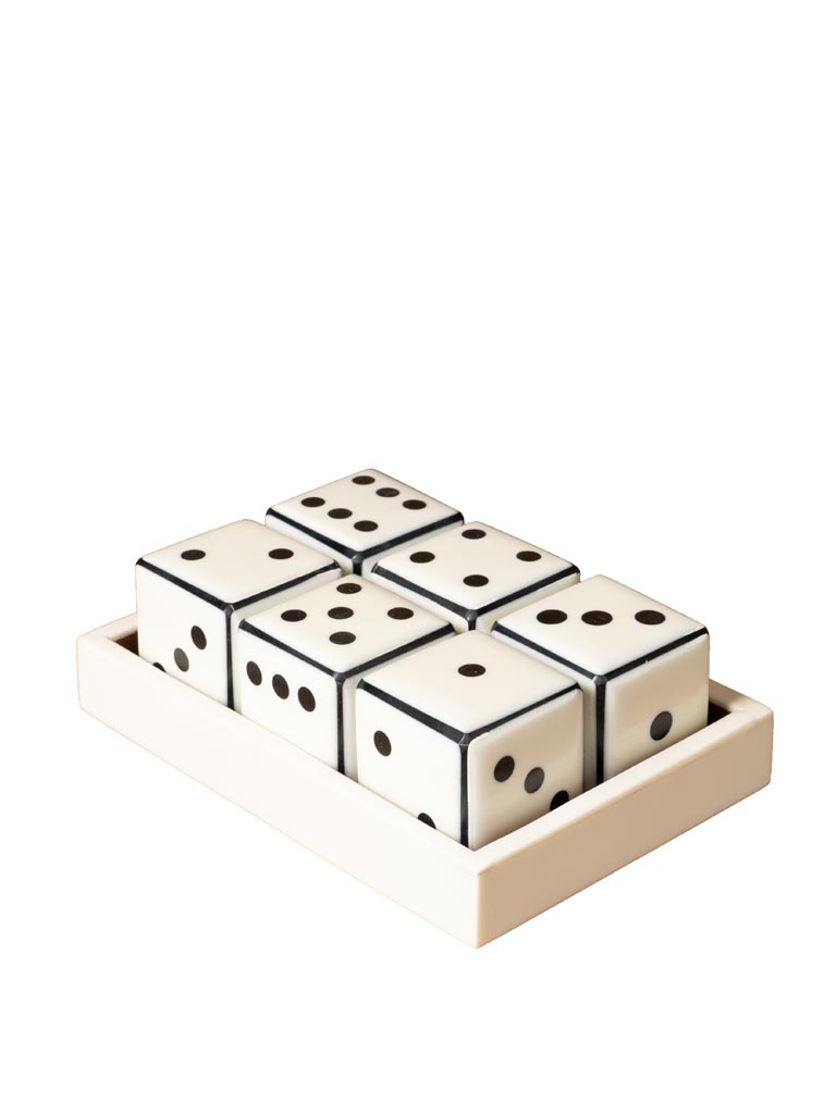 S/6 dés noirs et blancs sur plateau - 2