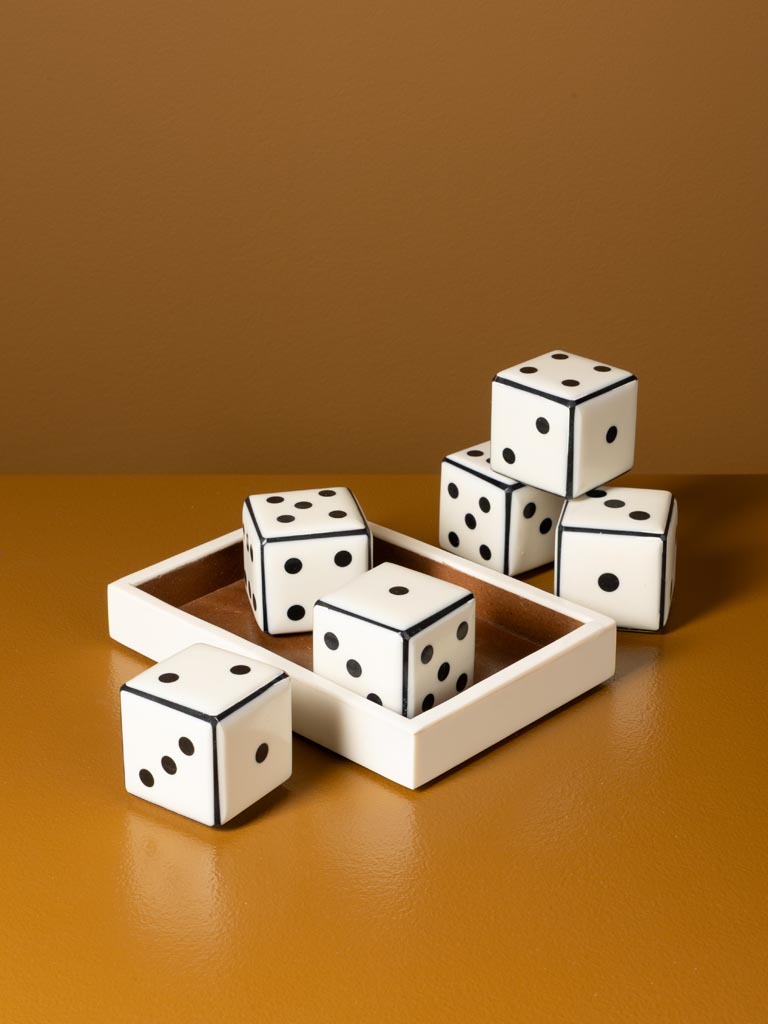 S/6 dés noirs et blancs sur plateau - 5