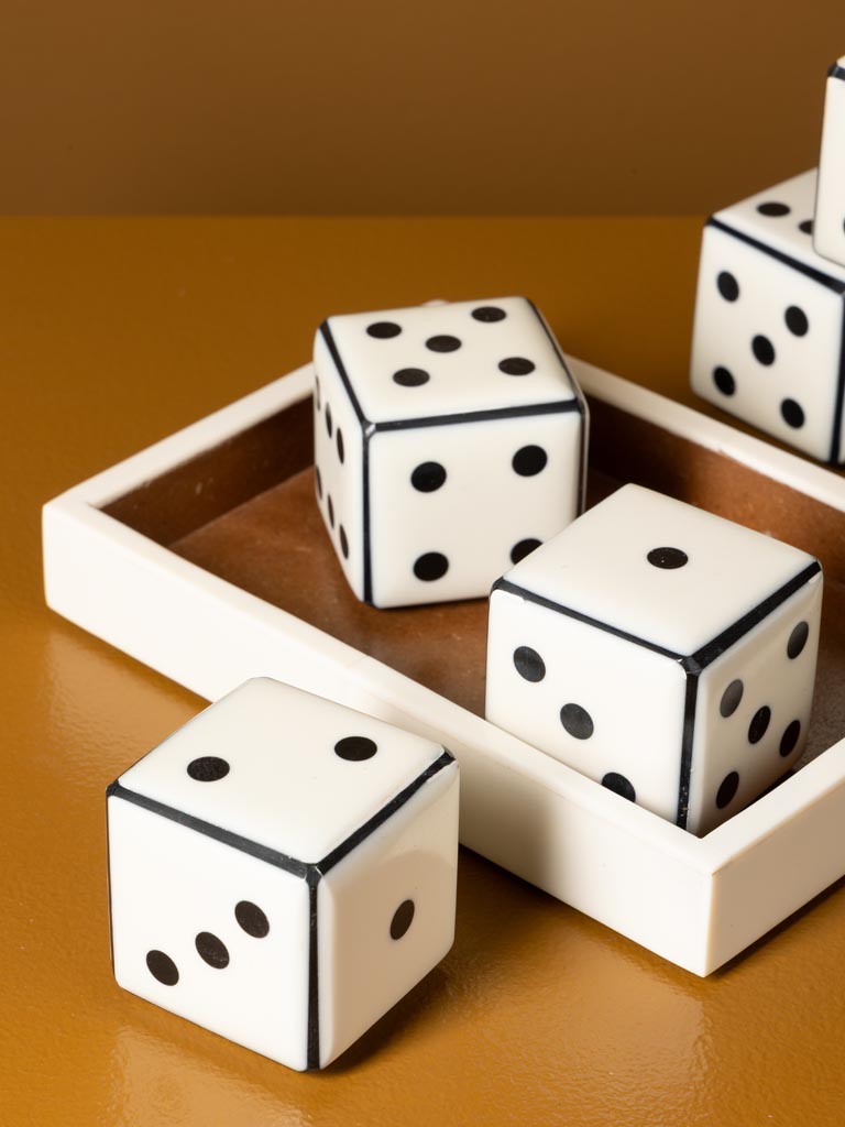 S/6 dés noirs et blancs sur plateau - 4