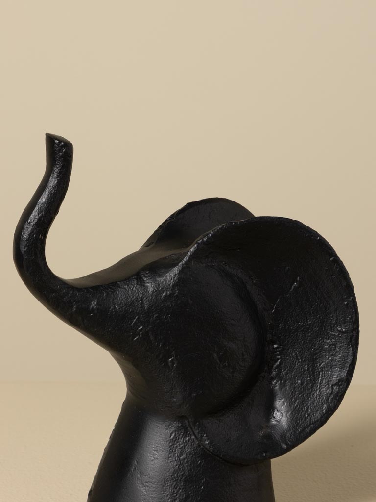 Petite tête d'éléphant décorative noire - 5