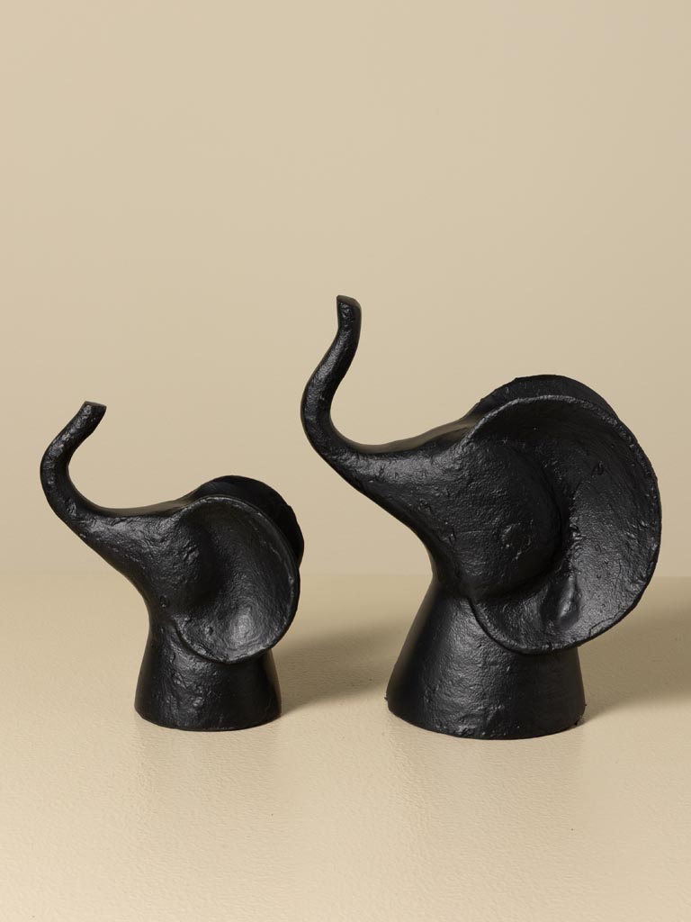 Petite tête d'éléphant décorative noire - 4