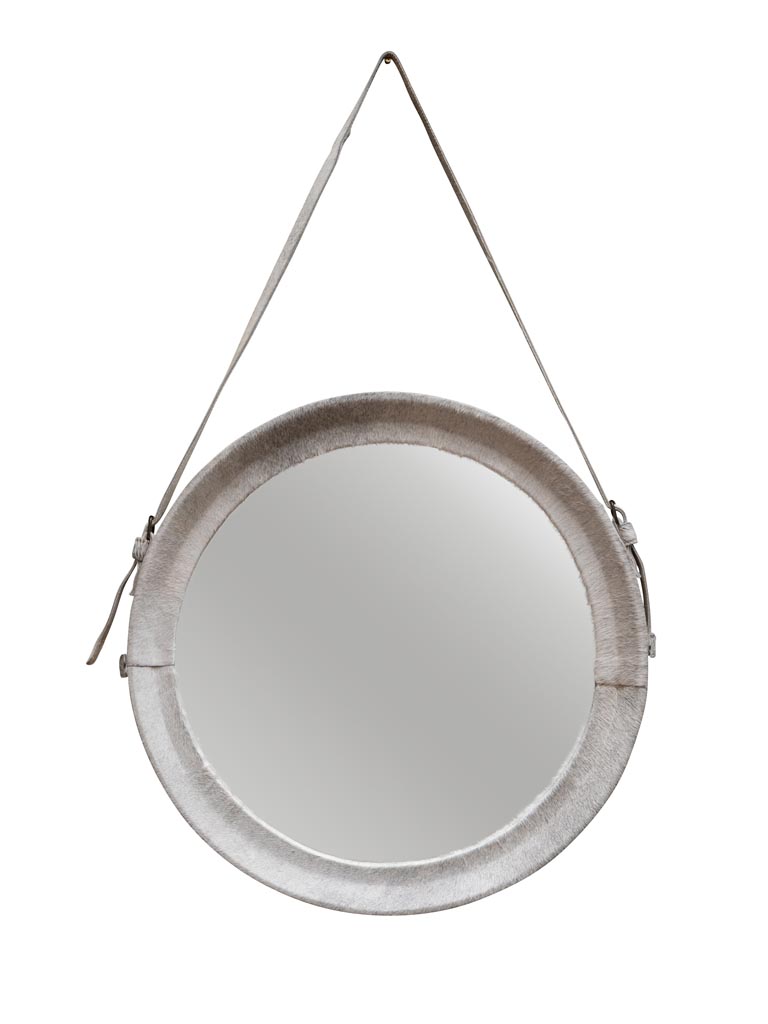 Grey cowhide mirror - 2