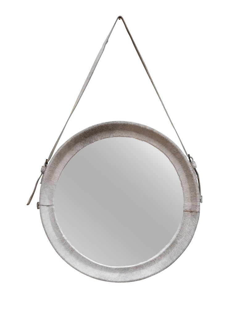 Grey cow hide mirror - 2