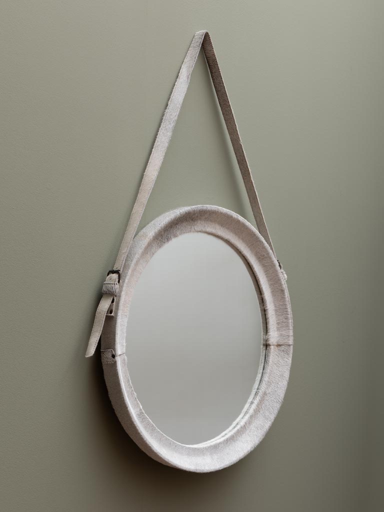 Grey cow hide mirror - 5